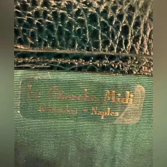 Smythson Luxury Embossed Pebble Green Leather Travel Organizer Bag Clutch - Picture 4 of 7